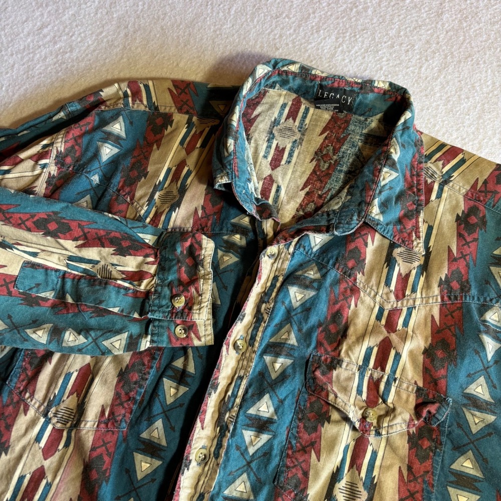 Legacy Mens XL Southwestern Aztec Tribal‎ Button Up Shirt Long Sleeve